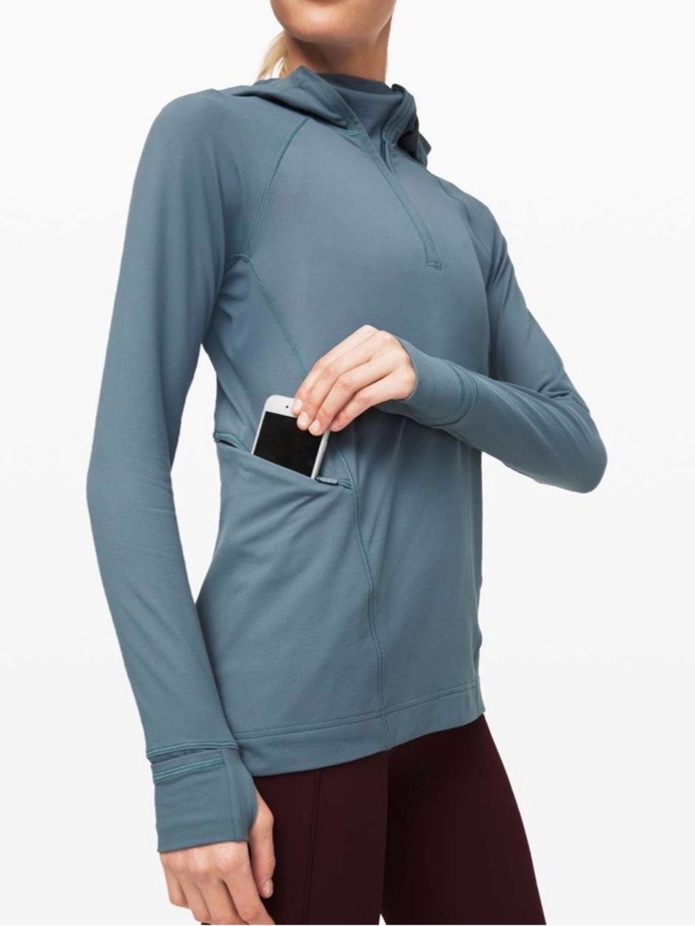 Lululemon Warm Stabilizer 1/2 Zip Hoodie Blue Charcoal Women's 6 - Picture 3 of 10
